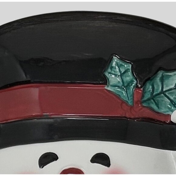 Holiday Snowman Ceramic Serving Plate With Cardinal‎ & Scarf - Picture 4 of 4